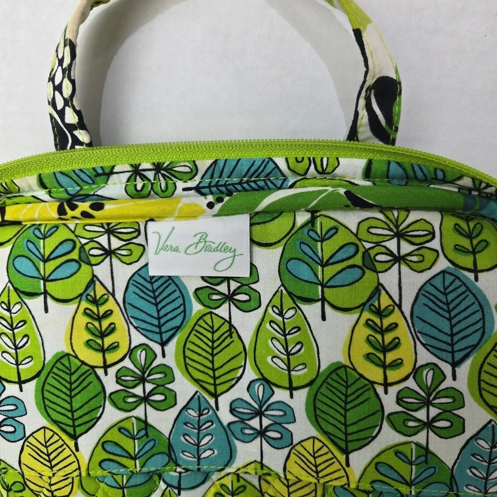 Vera Bradley Cosmetic Bag Medium Green Limes Up Floral Quilted Travel Case #1101